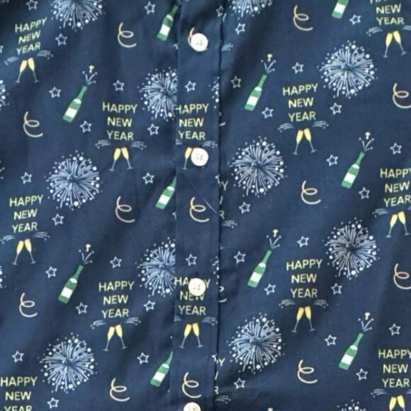 Simon Banks Happy New Year Holiday Collection Button Down Shirt Size M 15/15.5 - Picture 6 of 10
